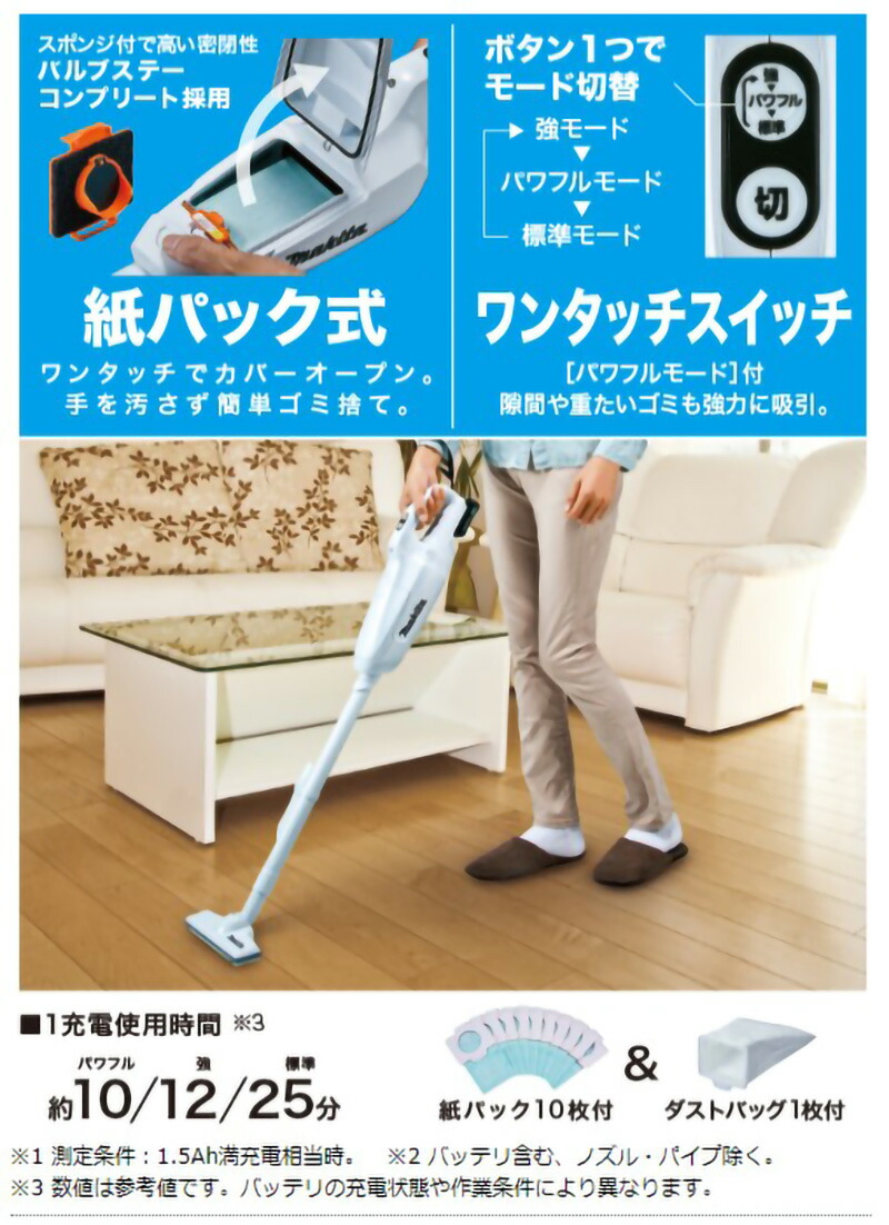 Makita CL107FDSHW 掃除機 バッテリー・充電器・紙パック30付 正規店】 マキタ 掃除機 紙パック バッテリー 純正 最短日発送対応