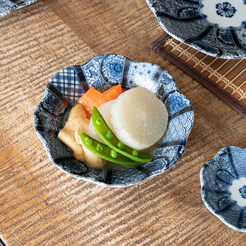 楽天市場】藍京花 21.5cm深皿 日本製 美濃焼 和食器 丸皿 丸プレート