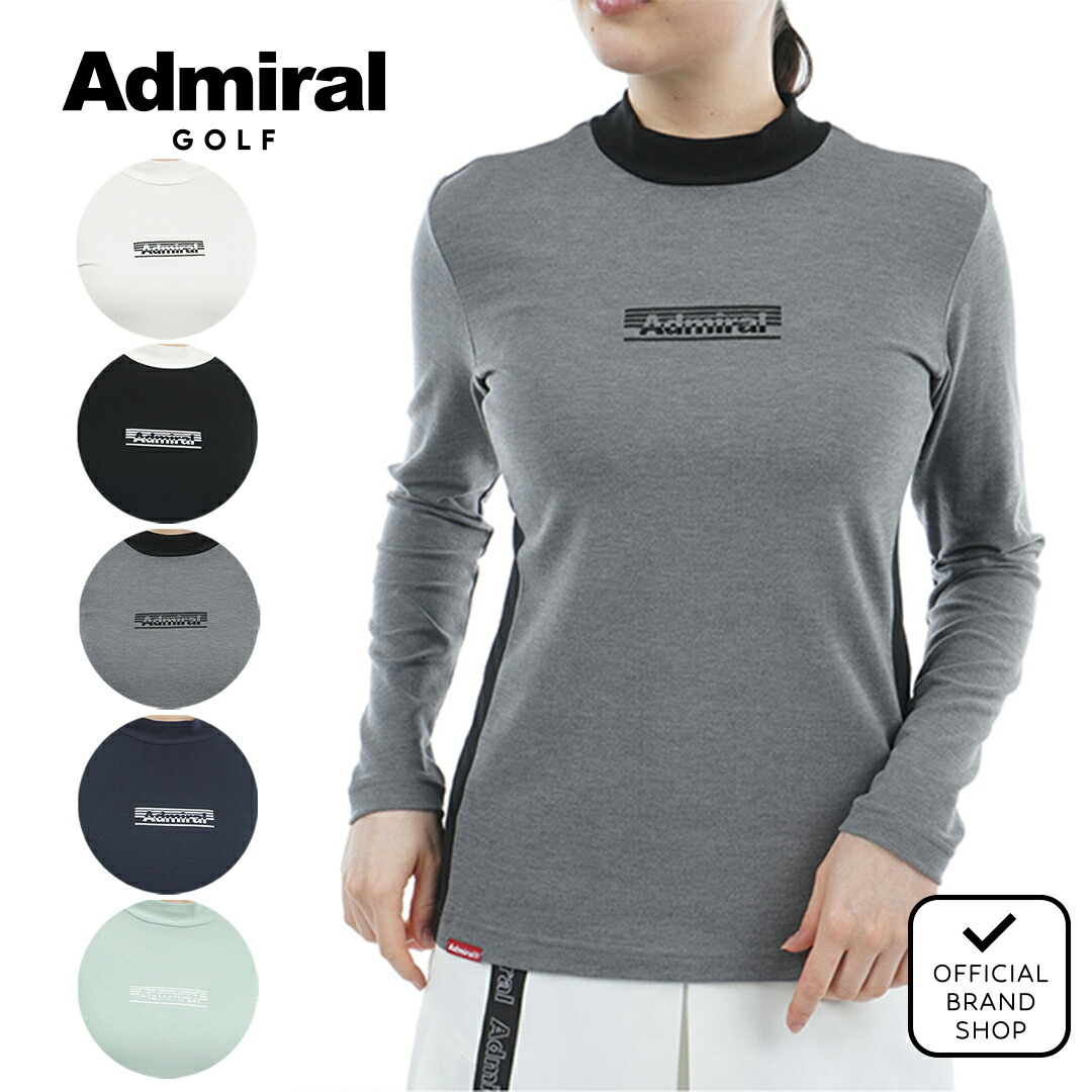 【30%OFF】【正規販売店】[Admiral GOLF] スエード起毛 モックネックシャツ ゴルフウェア Tシャツ レディース ゴルフ シャツ ストレッチ ハイテンション 保温性 暖かい 防寒 ハイネック 長袖 秋冬 アドミラル ADLA578 ヤマニゴルフ