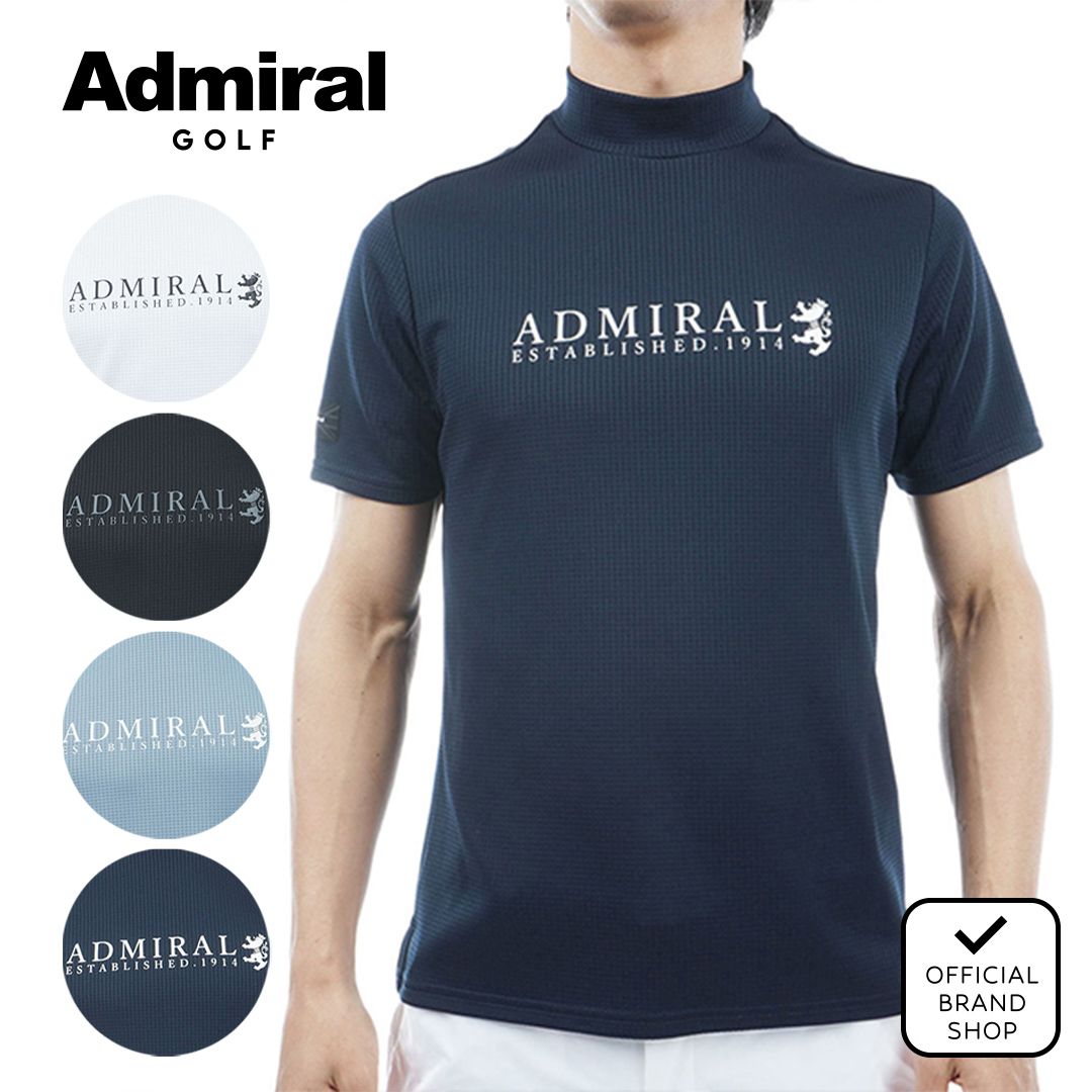 Admiral golf モックネック シャツ　ネイビー アドミラル ゴルフ モックネックシャツ Admiral GOLF FLAG MESH