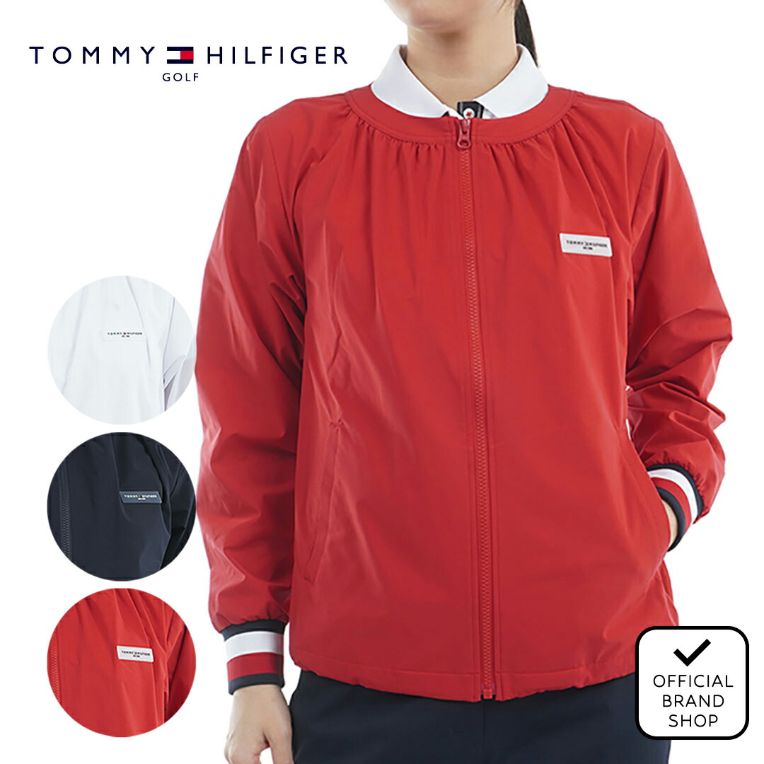 【30%OFF】【正規販売店】[Tommy Hilfiger Golf] クラシック ノーカラーブルゾン ゴルフウェア ジャケット レディース ゴルフ ウェア アウター 撥水 防風 防寒 ストレッチ ハイテンション おしゃれ 長袖 春夏 トミー・ヒルフィガー THLA508 ヤマニゴルフ