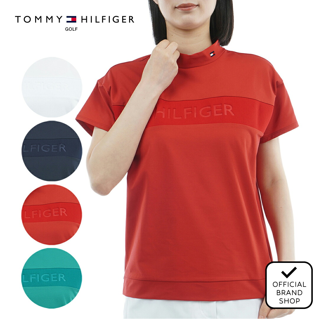 【30%OFF】【正規販売店】[Tommy Hilfiger Golf] エンボスロゴ 半袖モックネックシャツ ゴルフウェア Tシャツ レディース ゴルフ シャツ 吸水速乾 通気性 涼しい 速乾 清涼感 UVカット 紫外線 日よけ 日焼け防止 トミー・ヒルフィガー THLA562 ヤマニゴルフ