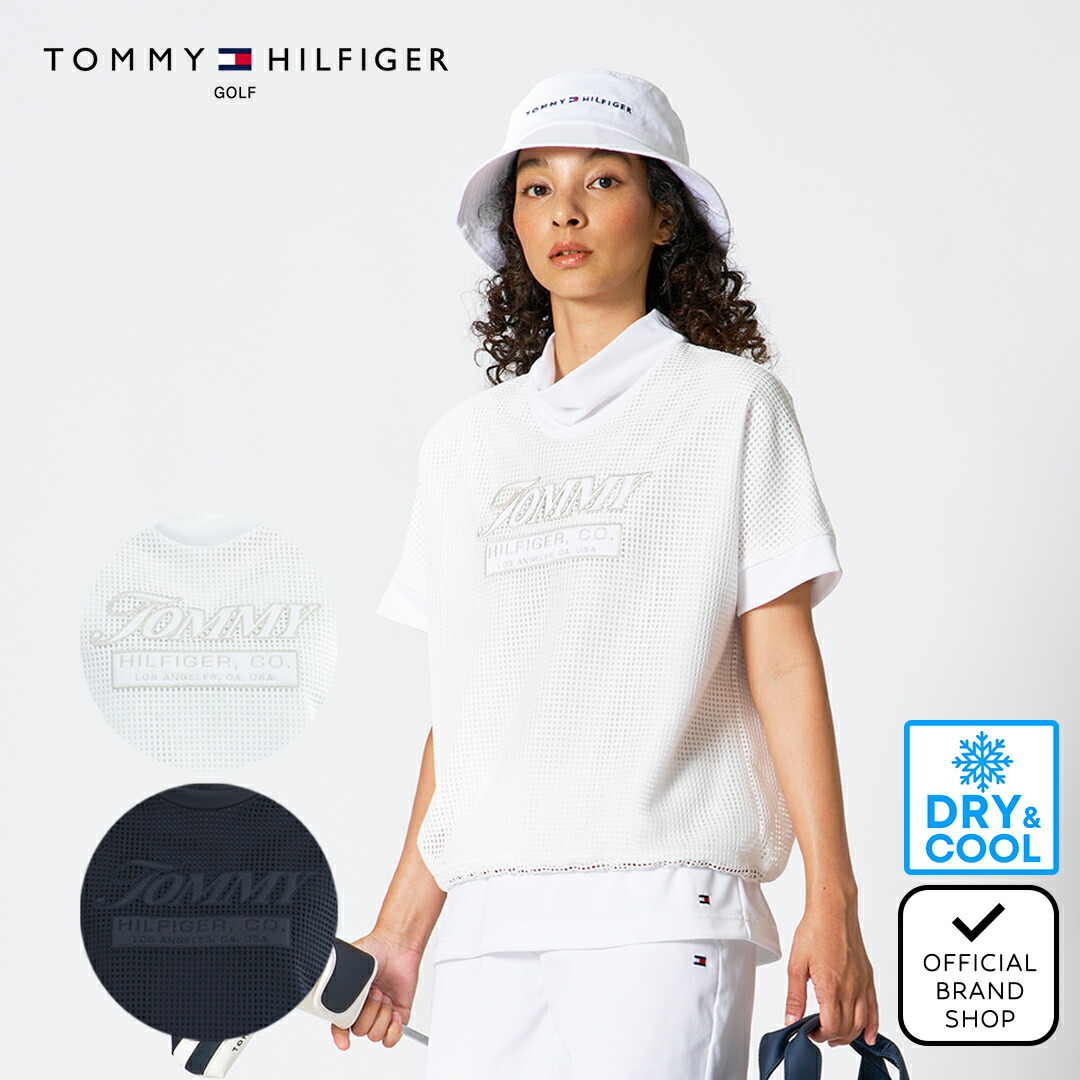 【正規販売店】[Tommy Hilfiger Golf] メッシュレイヤード モックネックシャツ ゴルフウェア Tシャツ レディース ゴルフ シャツ 吸水速乾 通気性 涼しい 速乾 清涼感 UVカット 紫外線 日よけ トミー ヒルフィガー ゴルフ THLA606 ヤマニゴルフ