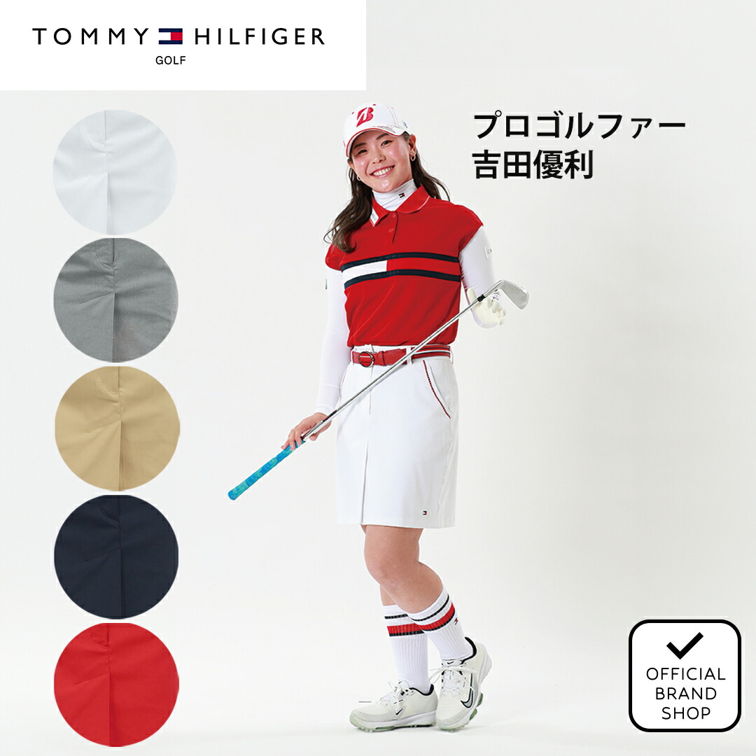【吉田優利プロ着用】【30%OFF】 【正規販売店】[Tommy Hilfiger Golf] ツイルミドル丈 タイトスカート ゴルフウェア スカート レディース ゴルフ ウェア ストレッチ ハイテンション おしゃれ ウエストゴム 春夏 定番 トミー ヒルフィガー ゴルフ THLA613 ヤマニゴルフ｜YAMANI GOLF 店