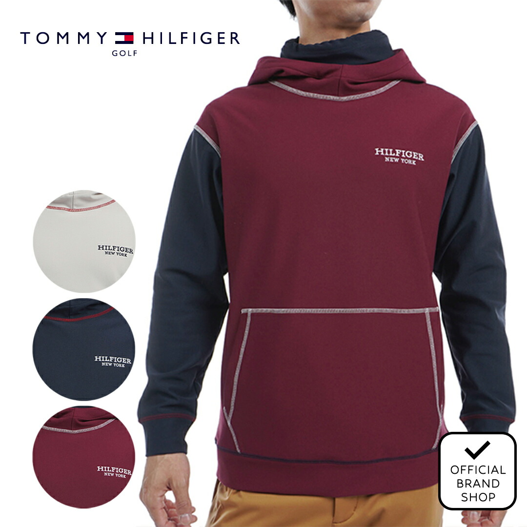 【40%OFF】【正規販売店】[Tommy Hilfiger Golf] ネックウォーマー付　スウェットフーディー ゴルフウェア トレーナー パーカー メンズ ゴルフ ウェア アウター ハイネック 長袖 秋冬 軽くて暖かい トミー・ヒルフィガー THMA469 ヤマニゴルフ