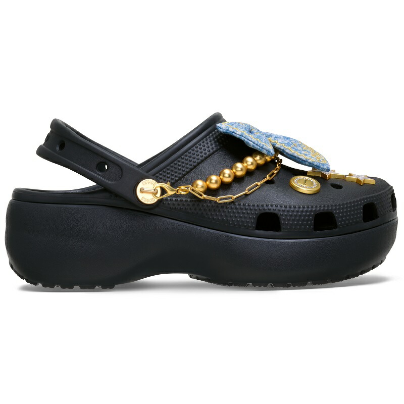 【送料無料】【クロックス/クラシック プラットフォーム デニム グリッツ クロッグ】crocs 26Q1 CLASSIC PLATFORM DENIM GLITZ CLOG Black 213114-001