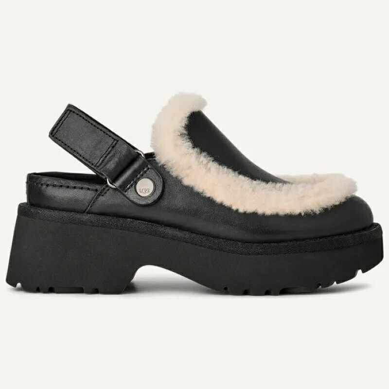 【セール30%OFF】【アグ/レディース エスミー レザー クロッグ】UGG 25AW 8/6 W ESMEE LEATHER CLOG BLACK 1171507-BLK ブラック|山男footgear
