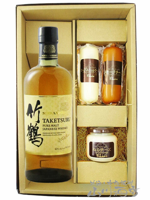 竹鶴 ピュアモルト 700ml + チーズおつまみ 3種セット 【 8933 】 【 送料無料 】【 ウイスキー・おつまみセット 】【 要冷蔵 】【 母の日 父の日 贈り物 ギフト プレゼント 】