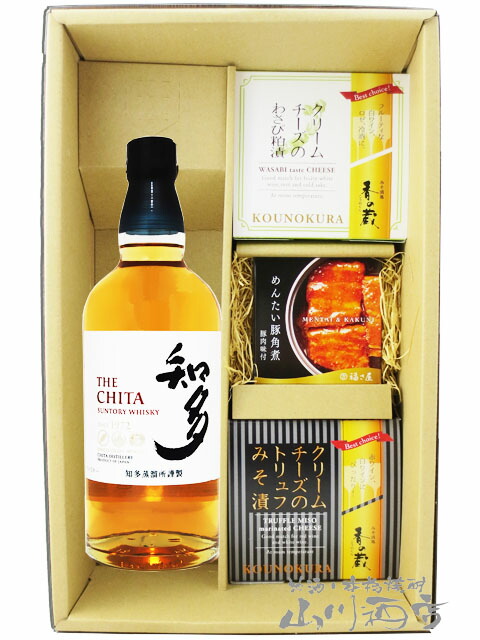 サントリーウィスキー 知多 700ml + クリームチーズ2種 + めんたい豚角煮セット【 8340 】【 ウイスキー・おつまみセット 】【 送料無料 】【 お中元 贈り物 ギフト プレゼント 】｜酒の番人　ヤマカワ