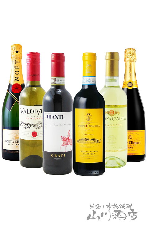 厳選ワインハーフボトルセット ( 375ml×6本 ) / フランス・イタリア・チリ【 5873 】 【 送料無料 】【 赤・白・シャンパン 】【 ハーフボトルワイン6本セット 】【 母の日 父の日 贈り物 ギフト プレゼント 】
