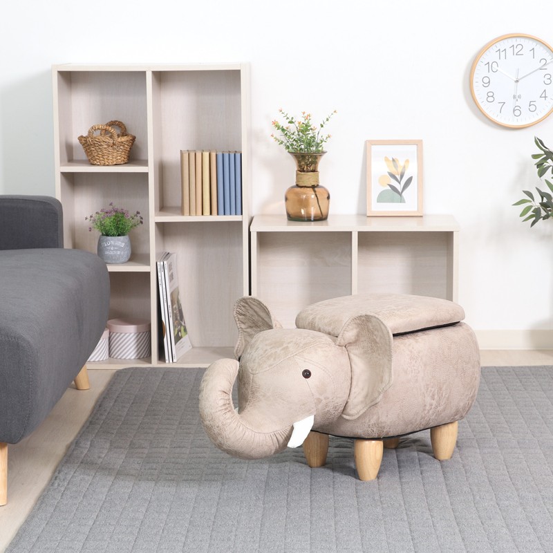 スツール アニマル ゾウ 収納付き 動物 かわいい 可愛い おしゃれ コンパクト 子供 キッズ 布 椅子 イス ぬいぐるみ マスコット 完成品 すぐ使える ID015 組立不要家具専門店 まかせーる家具公式 7,680円