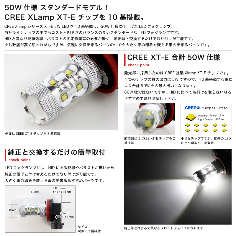 楽天市場 Cree 50w Mh34s ワゴンrスティングレー前期 H24 9 H26 8 50w Led フォグ ランプ H個セット Cree Xt E 採用 バルブ デイライト スズキ 定番 スタンダードモデル ヤマトオート