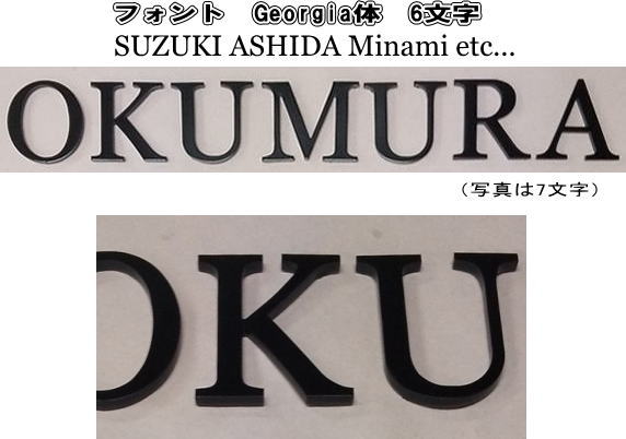 ステンレス艶消し黒色塗装仕上げ ４ｍｍ厚切り文字表札（裏面ビスだし式）