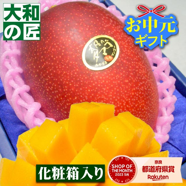 【順次発送可能★】とっておきのギフトにも最適★宮崎県産 完熟アップルマンゴー 太陽のタマゴ[大玉1個入り化粧箱] フルーツ 果物 マンゴー 完熟 高級 父の日 父 義父 入学 お供え 御供 ギフト 贈り物 プレゼント グルメ
