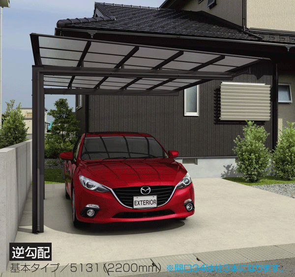 カーポート1台用　ニューマイリッシュ　5831　H2500　基本セット　熱線遮断　三協　地域限定　送料無料