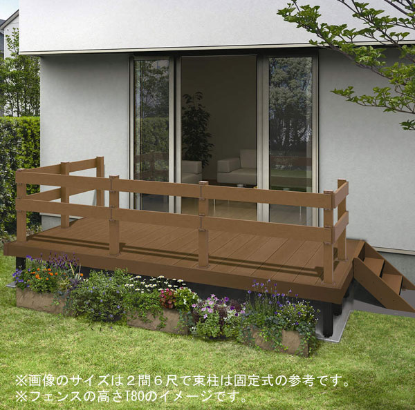材樹木甲板 人工木 脂 リウッドデッキ0 Tモデル 1休止期6物差 1851 10mm 基部 3作目一式 デッキ リウッドデッキフェンス4銘柄 T80 足付き Ykk Ap Cleo Mx
