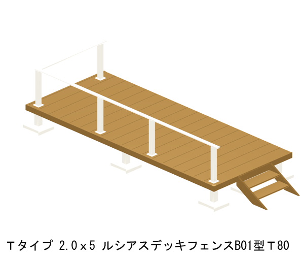 ウッドデッキ リウッドデッキ0 送料無料 長期にわたり快適なデッキライフを手すり付きで 関東 長野 中国地方限定 基本 2間5尺 3651 15mm 樹脂 Tタイプ 人工木 3点セット デッキ ルシアスフェンスb01型 T80 ステップ Ykk Ap 大和住建 店