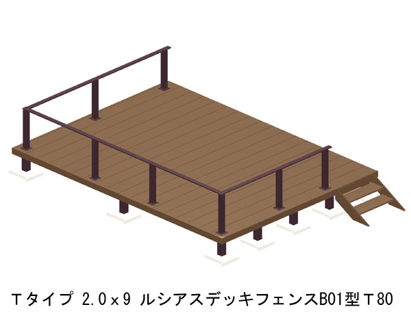 人工木 ウッドデッキ 2間9尺 3651 27mm 長期にわたり快適なデッキライフを手すり付きで 関東 長野 中国地方限定 T80 送料無料 Tタイプ ウッドデッキ リウッドデッキ0 デッキ 3点セット 基本 T80 樹脂 ルシアスフェンスb01型 ステップ Ykk Ap