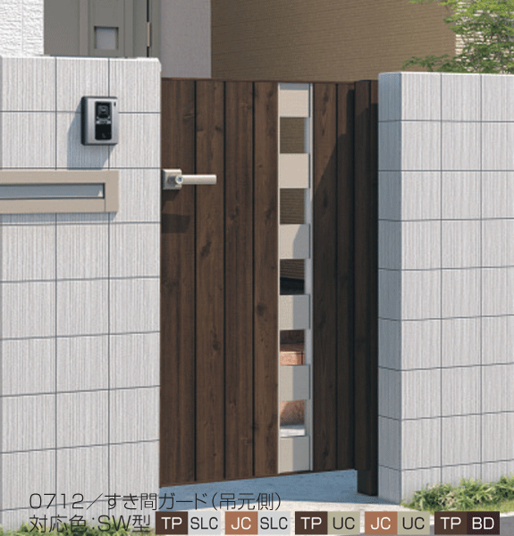 木調印字機 門扉 軽銀 門ばしら印字機 フレイナ 未申型 片食い違い 0914 (全幅1085粍) H1400 三協 肌理柄