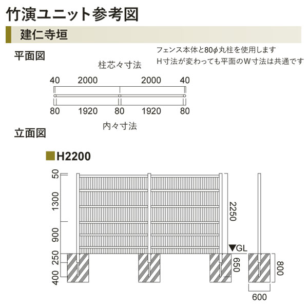 当店は最高な サービスを提供します 目隠し フェンス 人工 竹垣 竹演ユニット 建仁寺垣 連結セット 直線接続用 H2200 響 燻竹パネル 片面 仕様  pe03.gr