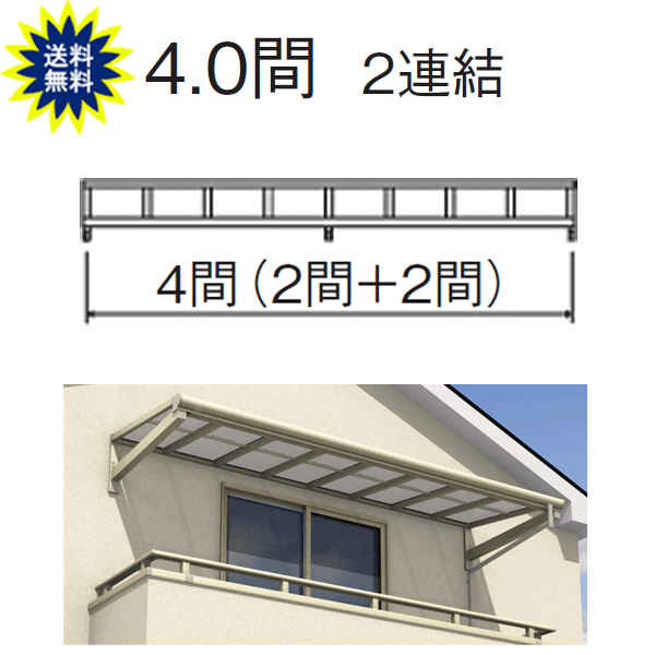 日よけ 庇 中庭大屋根 柱なし式 レボリューＡ  TFBA型 平ったい 4.0間4尺 2繋ぎ合わせる 熱線立ちふさがる 三協 関東・長野～中国ルーラル地域押さえる品
