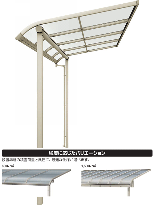 庇 中庭大屋根 ソラリア 白いもの相応う （耐風） 1500 アール型 1.0間3尺 柱奥ぶかさ民族大移動印字機 ポリカ 雨よけ 勝手口