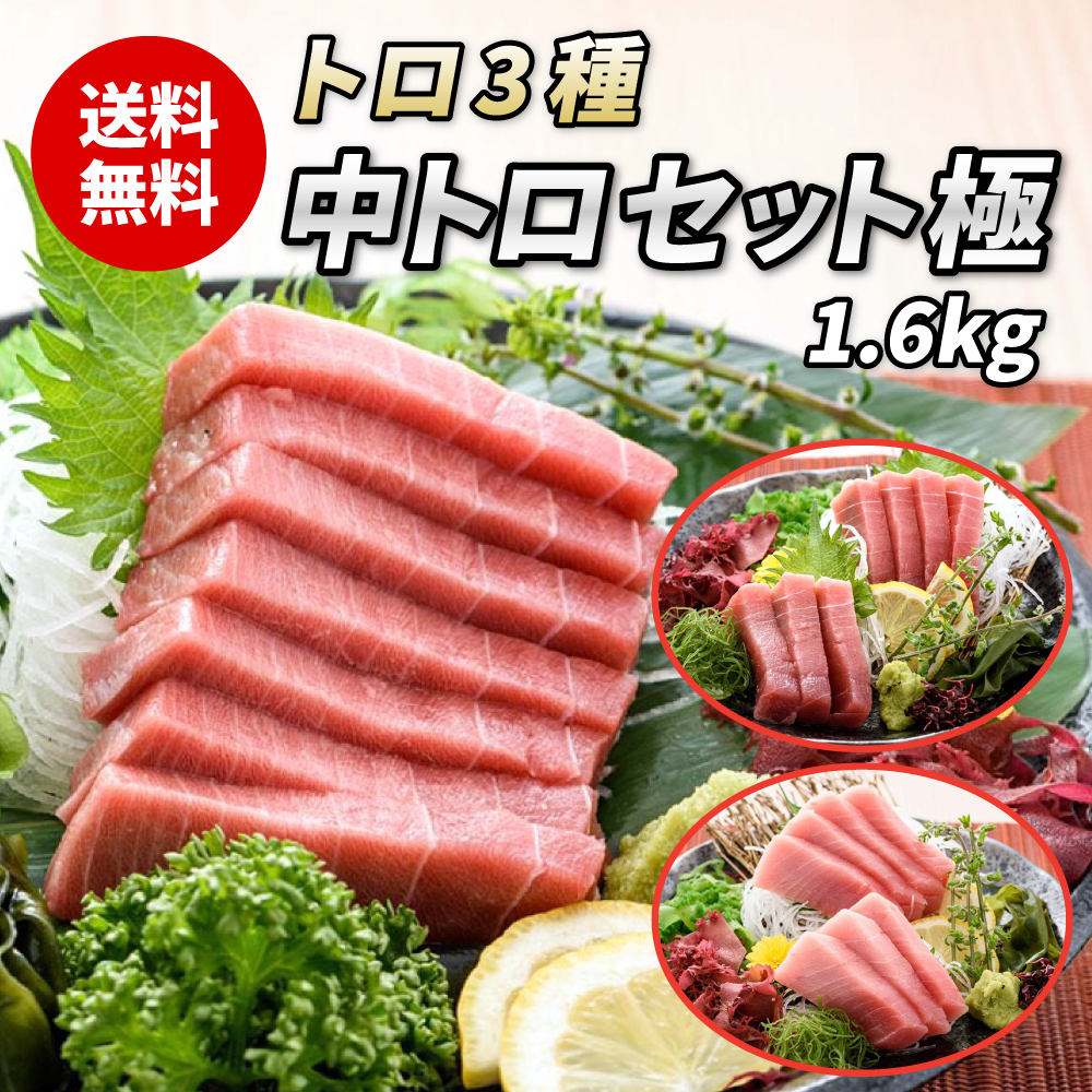 【楽天スーパーSALE50％オフ】【マグロ中トロ福袋 1.6kg 極（きわみ）】メバチマグロ 本マグロ ミナミマグロ 中トロ 3種セット 福袋 極 1.6kg 中とろ 1kg以上 本鮪 本まぐろ 本マグロ バチマグロ インドマグロ 鮪 まぐろ ブロック サク お中元 御中元 夏ギフト 熨斗