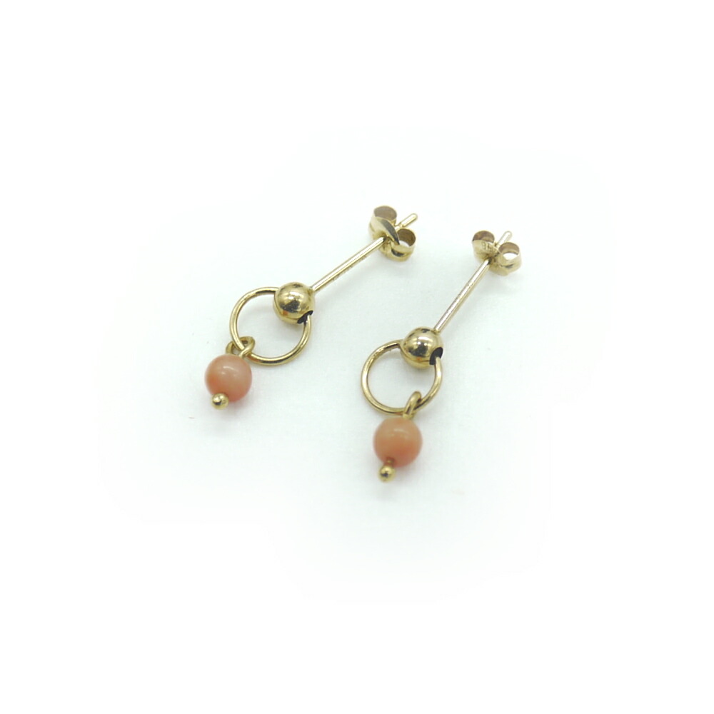 【中古】K18 桃色珊瑚ピアス 18金 ポストピアス Y03265