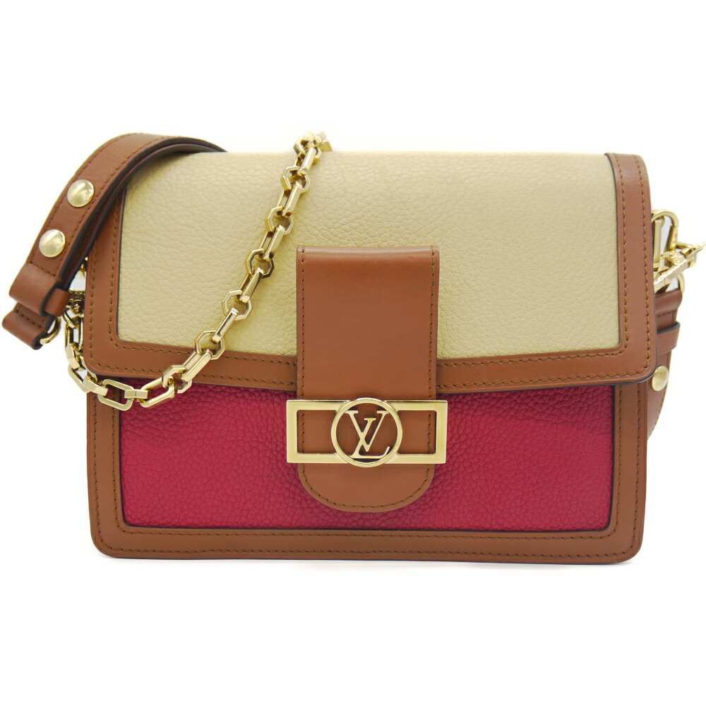 【中古】LOUIS VUITTON ルイ ヴィトン ドーフィーヌMM トリヨンレザー パナマスカーレット M53830 チェーン店 ショルダーバッグ Y04519