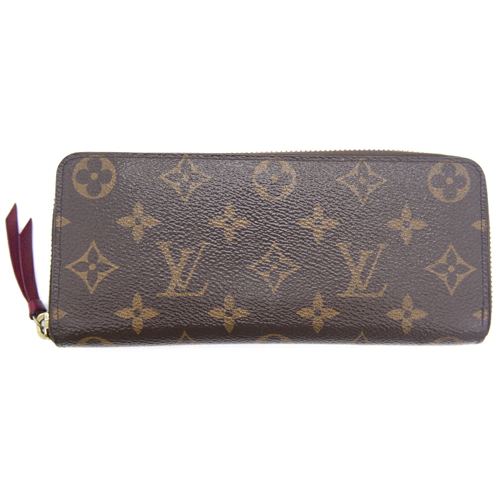 【中古】LOUIS VUITTON ルイ･ヴィトン ポルトフォイユ クレマンス モノグラム フューシャ ラウンドジッパー M60742 Y04538