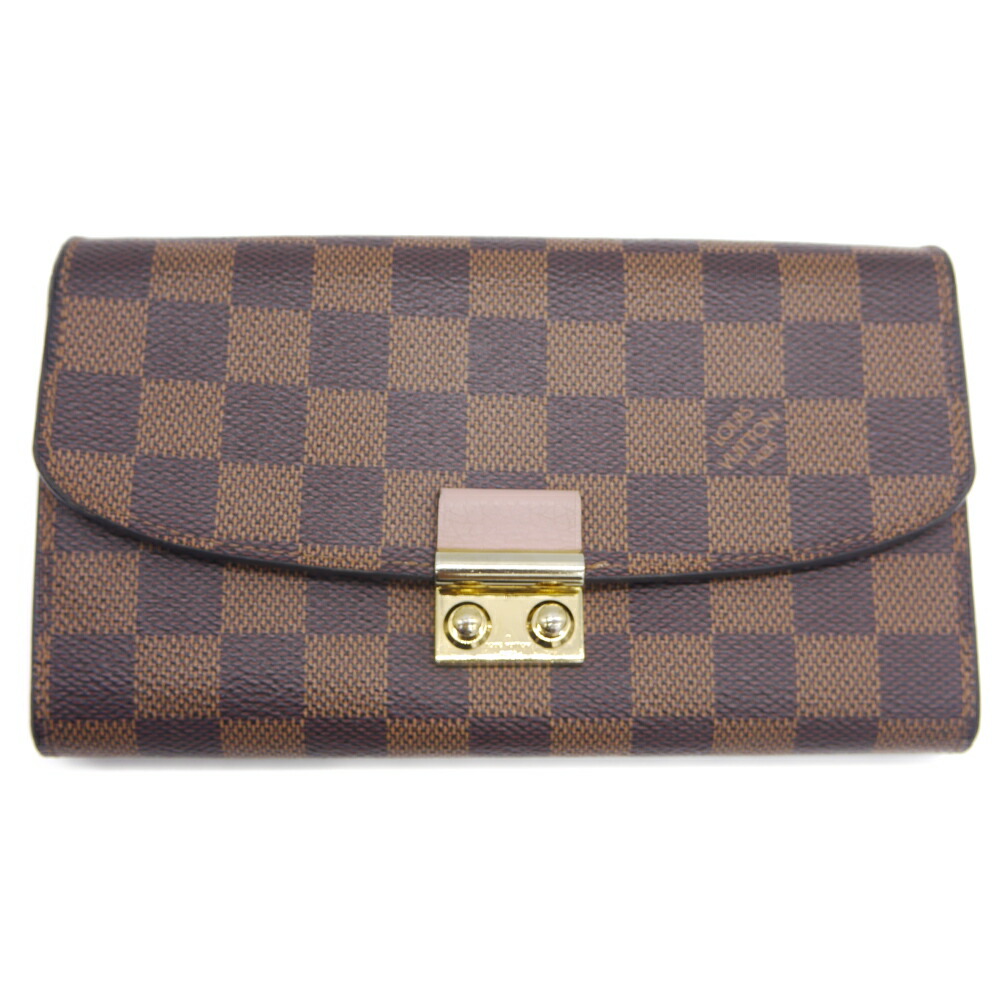 【中古】LOUIS VUITTON ルイ ヴィトン ポルトフォイユ クロワゼット ダミエ マグノリア チェーンショルダー 財布 ポーチ N61273 Y04707