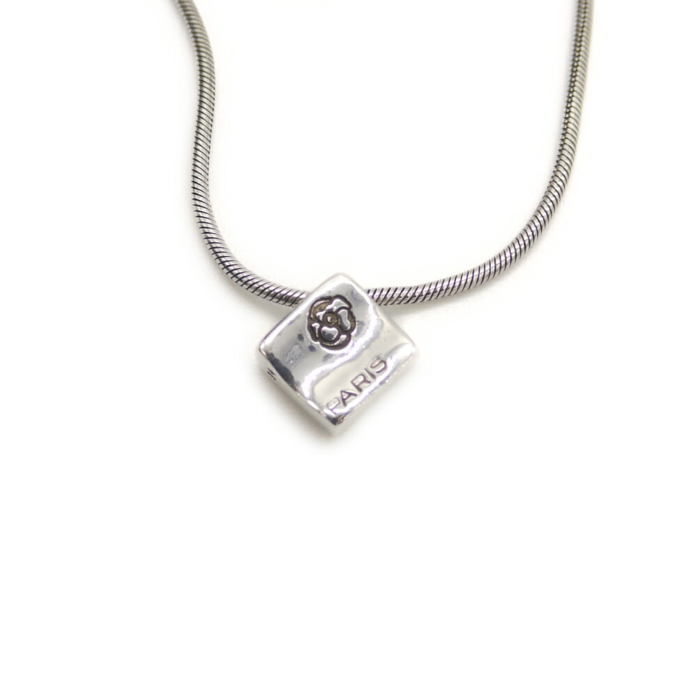 【中古】CHANEL シャネル カメリア ペンダント ネックレス シルバー925 Y04720