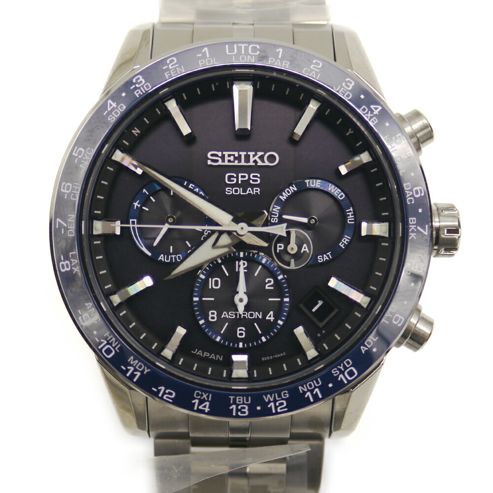 【中古】SEIKO セイコー ASTRON アストロン SBXC001 5X53 ソーラーGPS 人工衛星電磁波決めなおす チタン 黒いこと文字記号盤 Y04848