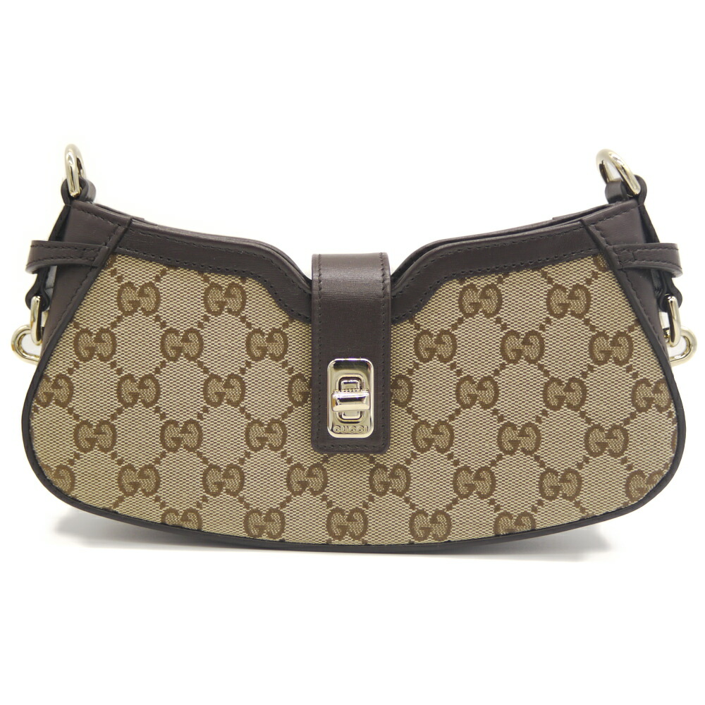 【中古】GUCCI グッチ ムーンサイド ミニショルダーバッグ GGキャンバス シェリーライン 786015 525040 ベージュ Y04945