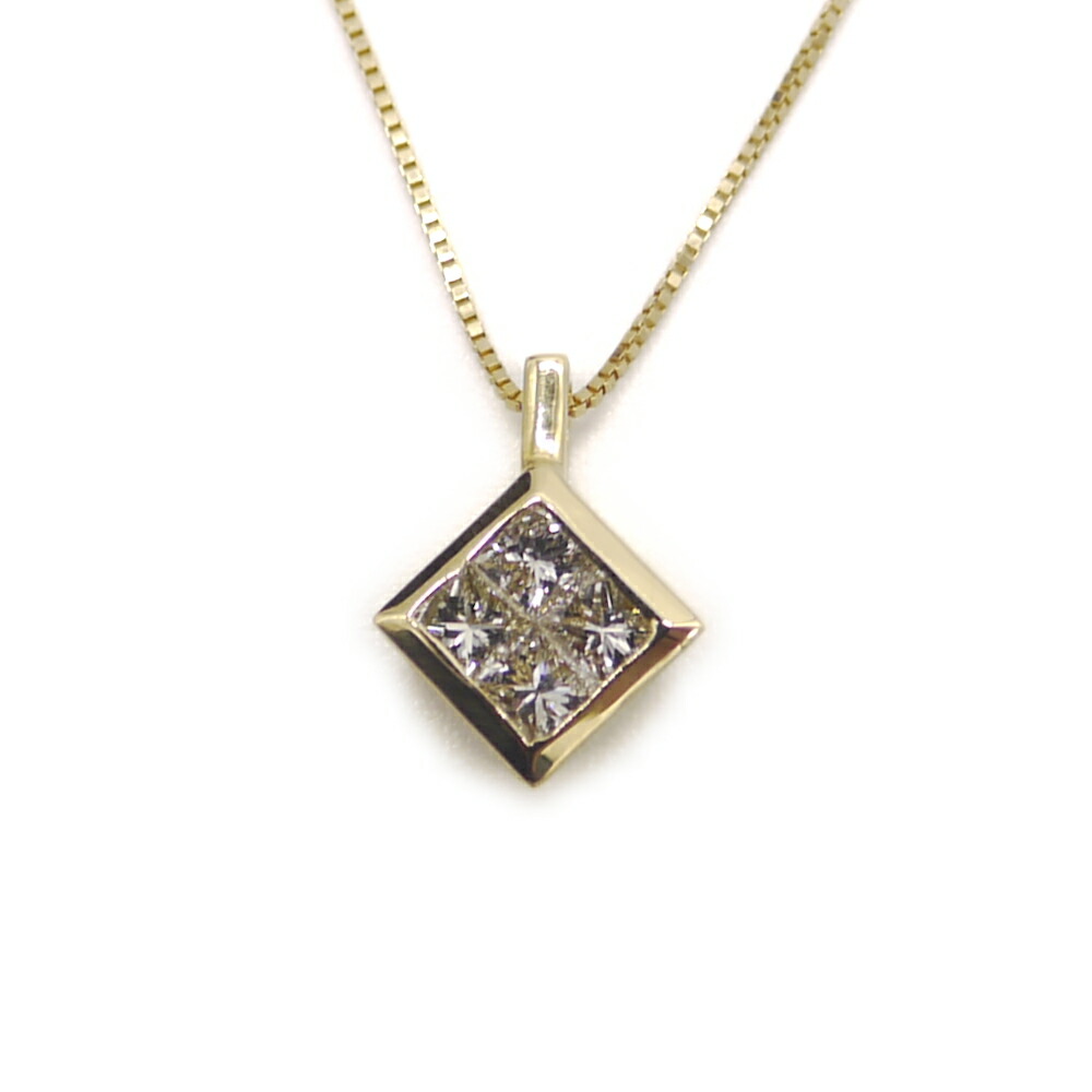 【中古】K18 ダイヤモンド ペンダント ネックレス 18金 ベネチアンチェーン Y04990