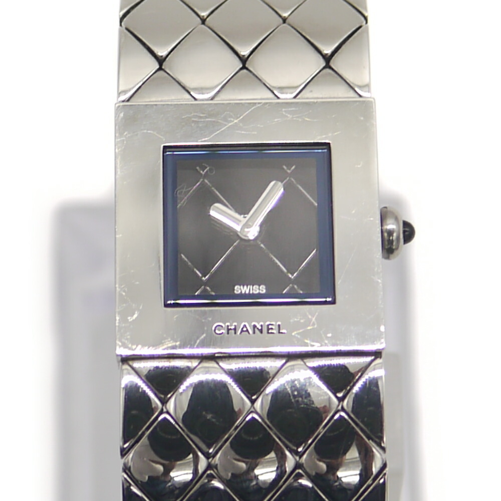 【中古】CHANEL シャネル マトラッセ レディースウォッチ クォーツ 腕時計 H0009 黒文字盤 Y05038