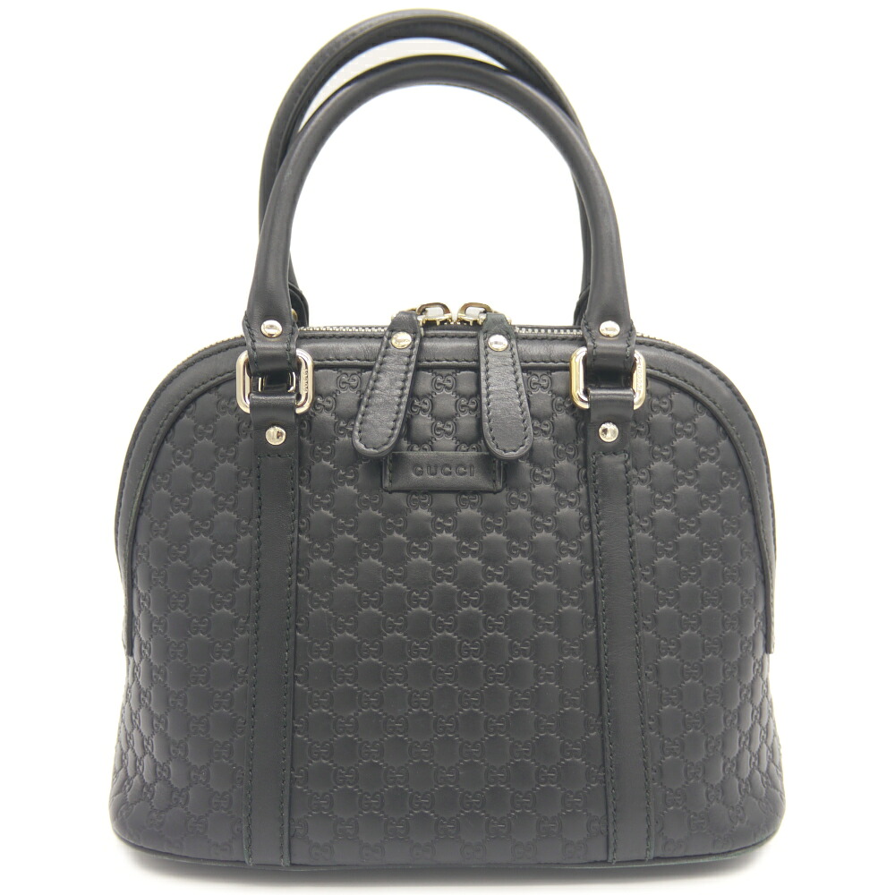 【中古】GUCCI グッチ マイクロGG ハンドバッグ 2WAY ショルダーバッグ 449654　486628 シマレザー ブラック Y05066