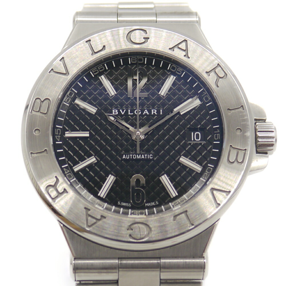 【中古】BVLGARI ブル小峡谷 ディアゴノ デイト DG40S 自動小銃一巻き 黒文字盤 Y05151