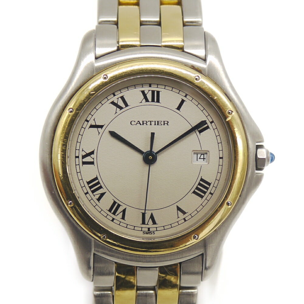 【中古】Cartier カルティエ 食麺麭尾っぽ クーガー LM 石英 W35006B6 象牙色文字記号盤 SS/YG Y05154