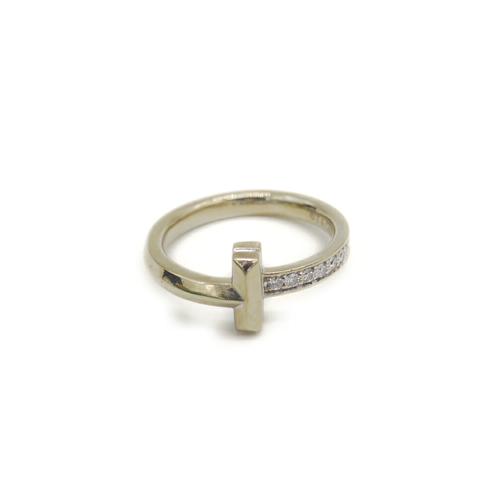 【中古】TIFFANY & Co. ティファニー Tワンナローリング ダイヤモンド 指輪 18金 ホワイトゴールド 7号 Y05175|大和屋質店前橋三俣店店
