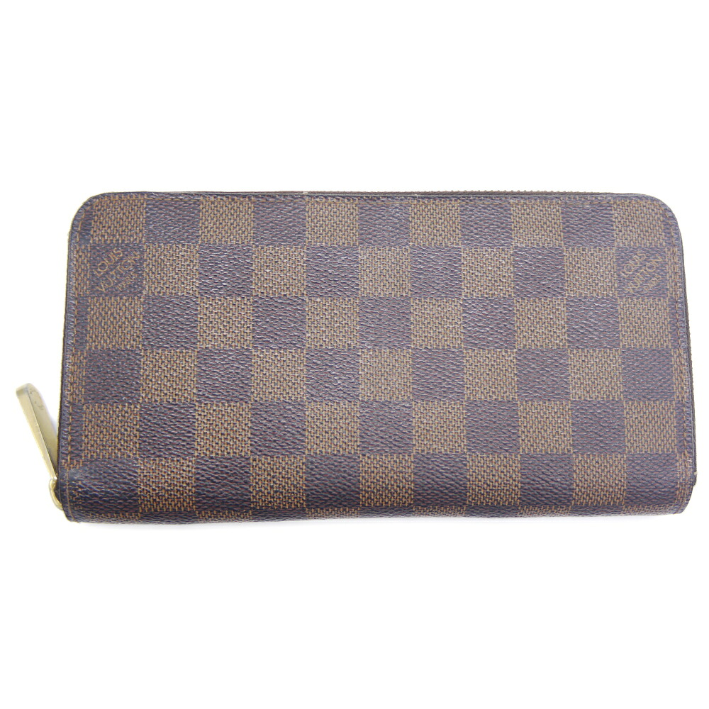 【中古】LOUIS VUITTON ルイ･ヴィトン 長紙入れ N60015 ダミエ・エベヌ ジッピー・ウォレット 赤銅色 Y05198