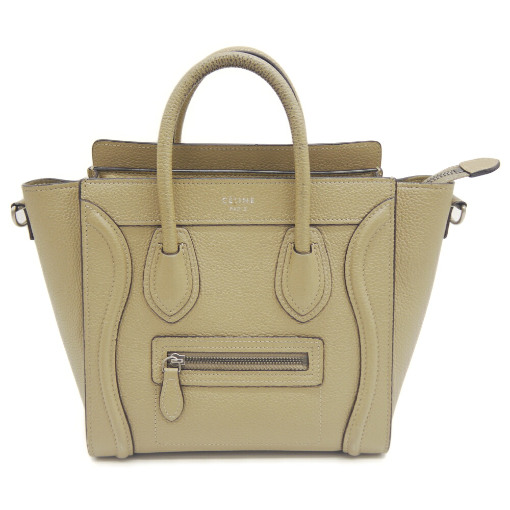 【中古】CELINE セリーヌ ラゲージ ナノショッパー ハンドバッグ 2WAY ショルダーバッグ レザー ベージュ 189243 Y05219｜大和屋質店前橋三俣店店