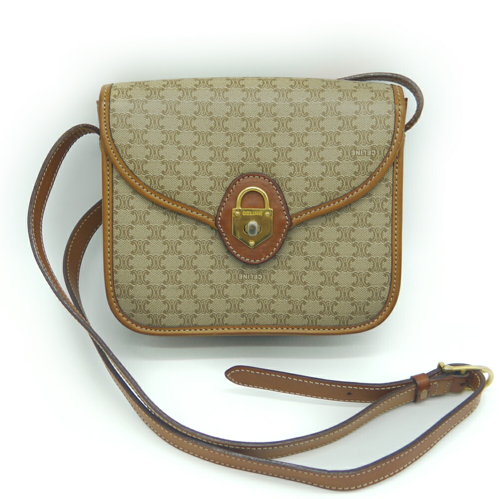 【中古】CELINE セリーヌ マカダム柄 カデナモチーフ ターンロックポシェット ショルダーバッグ Y02304|大和屋質店前橋三俣店店