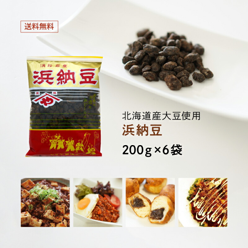 浜納豆（大サイズ） 200g 6袋入【送料無料】[発酵調味料] 無添加大豆食品(化学調味料不使用)  塩辛納豆  徳川家康 歴史 浜松城  国産豆鼓(トウチ) 保存料不使用 北海道産大豆