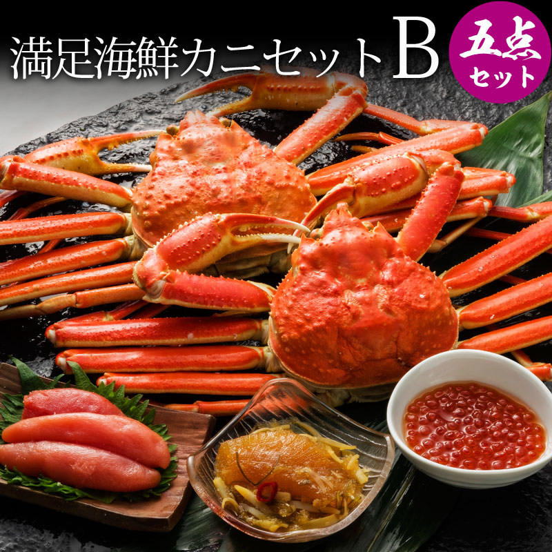 満足海鮮カニセットB 北海道のかに三昧 (ズワイガニ2尾+海鮮3種) カニ 蟹 蟹ギフト 海鮮 いくら醤油漬け