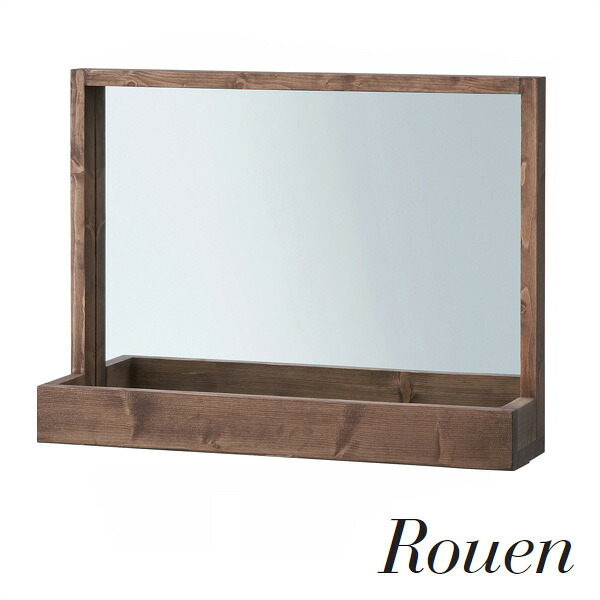 マラソン開催中 Rouen(ルーアン) 「ルーアンミラー」 天然木／オイル仕上げ 5mm飛散防止ミラー アンティーク ヴィンテージ