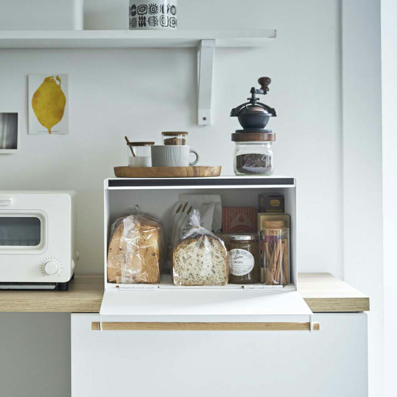 山崎実業 ブレッドケース トスカ Tosca パンケース 食パン ホワイト パン 収納 4376 ナチュラル ケース 大容量 ボックス スパイスラック ブレッドビン 入れ物 保存 トースターラック キッチン収納 スペース 棚 インテリア シンプル おしゃれ 北欧 ナチュラル ウッド