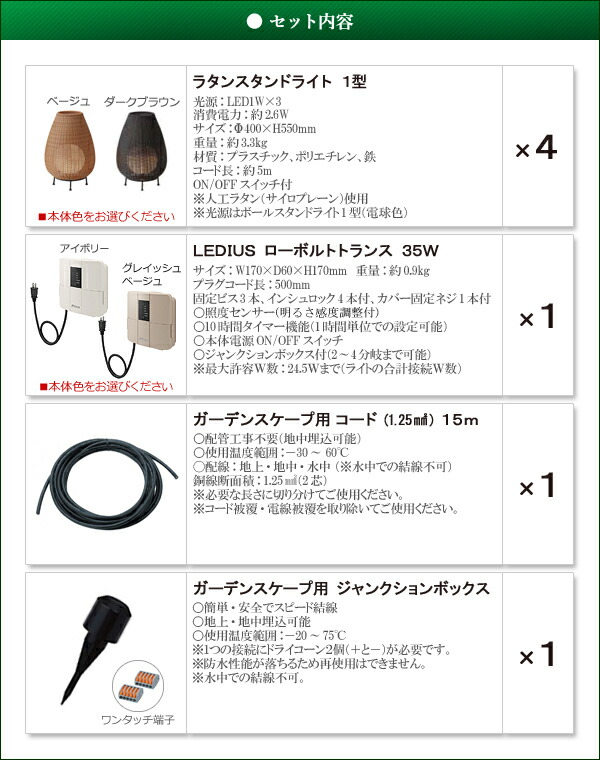 ガーデンライトセット ラタンスタンドライト1型 4個セット Dcトランス コード他付属 人工ラタンライト アジアン ラタンスタンドライト1型 リゾート 庭 アジアン 照明 Led 防雨 人気を誇る 人気急上昇超特価 屋外 省エネ ローボルトライト 12v くらしの ガーデンライトセット ラタンスタンドライト1型 4個セット Dcトランス コード他付属 人工ラタンライト アジアン ラタンスタンドライト1型 リゾート 庭 アジアン 照明 Led 防雨 人気を誇る 人気急上昇超特価 屋外 省エネ ローボルトライト 12v くらしの
