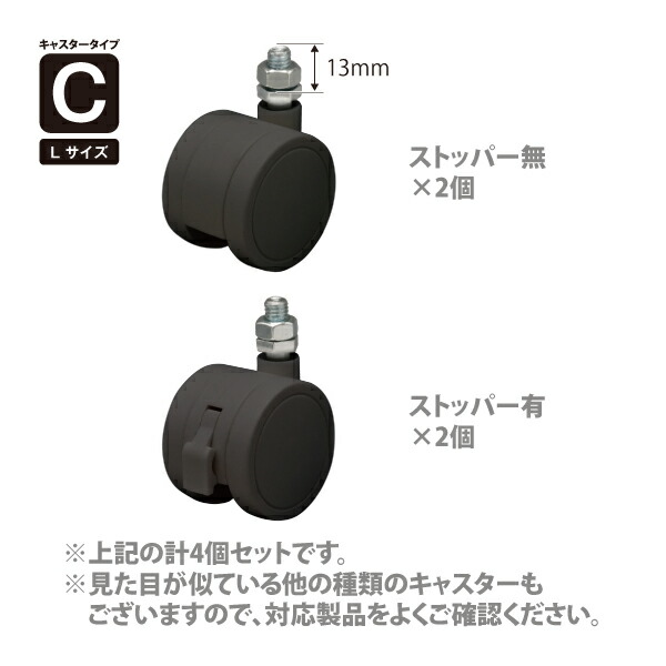楽天市場】50111 【交換パーツ】 キャスタータイプC2個&ストッパー付き