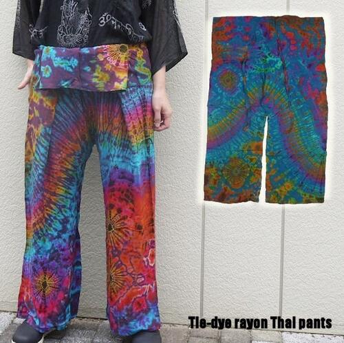 【メール便可】タイダイ染め レーヨン タイパンツ